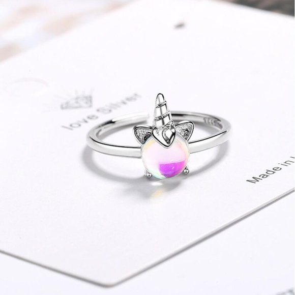 A Girl Can Dream - Unicorn Moonstone Silver Ring - Picture 2 of 4